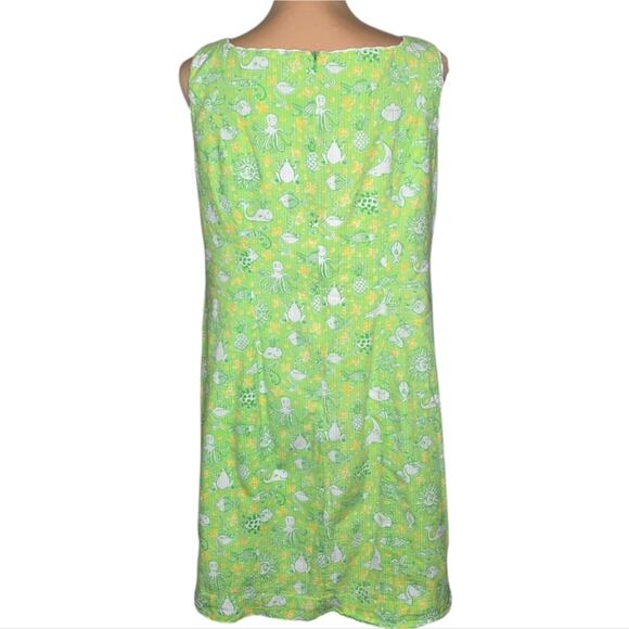 Lilly Pulitzer Vintage‎ Krista Green Shift Dress Seersucker Sea Creatures Size M - Picture 5 of 13